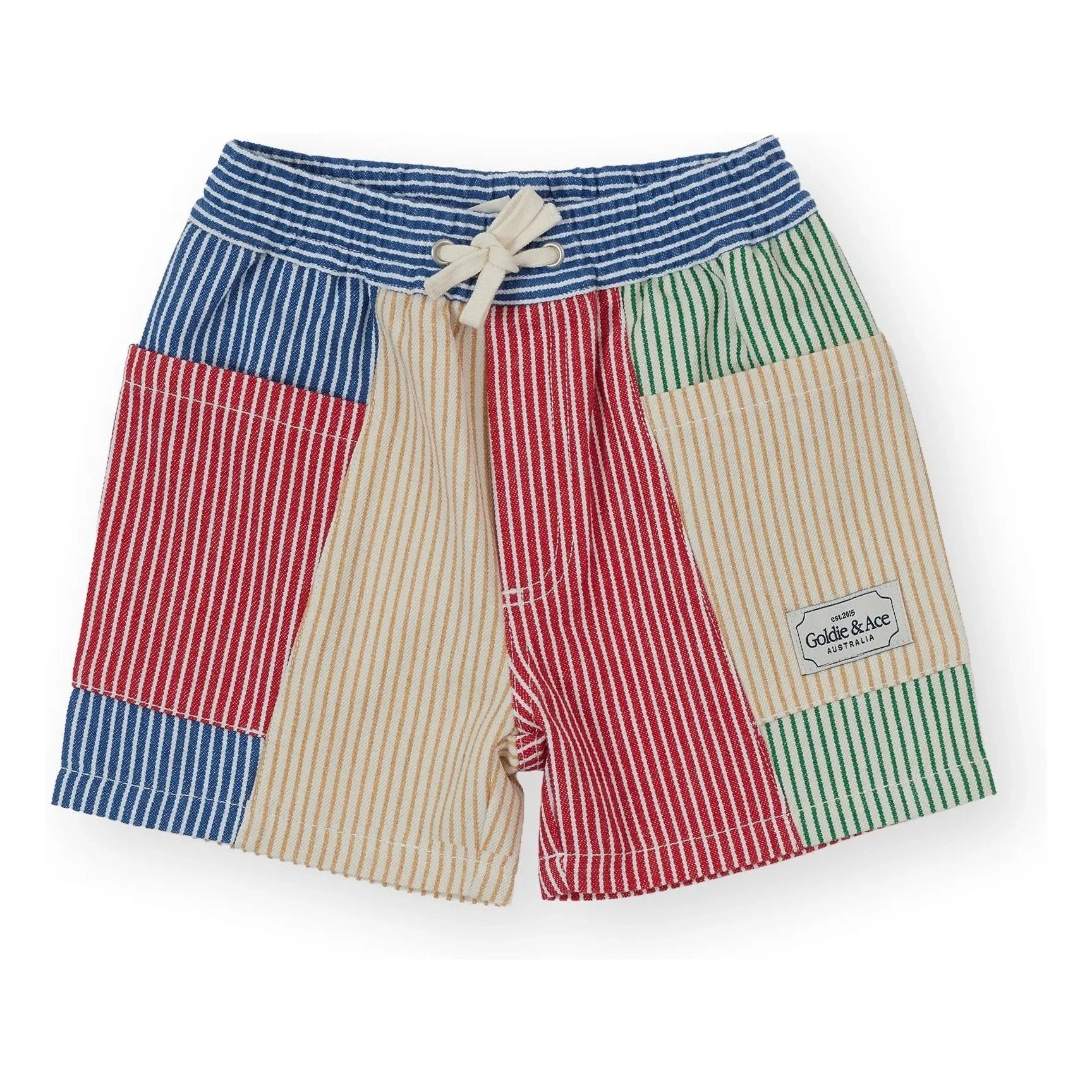 Goldie + Ace - Gestreifte Patch-Shorts | Rot
