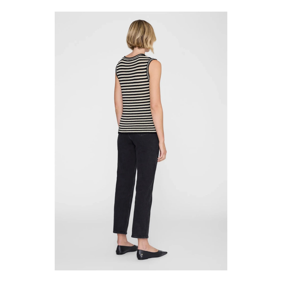 Anine Bing – Gestreiftes Lowen Tanktop | Schwarz