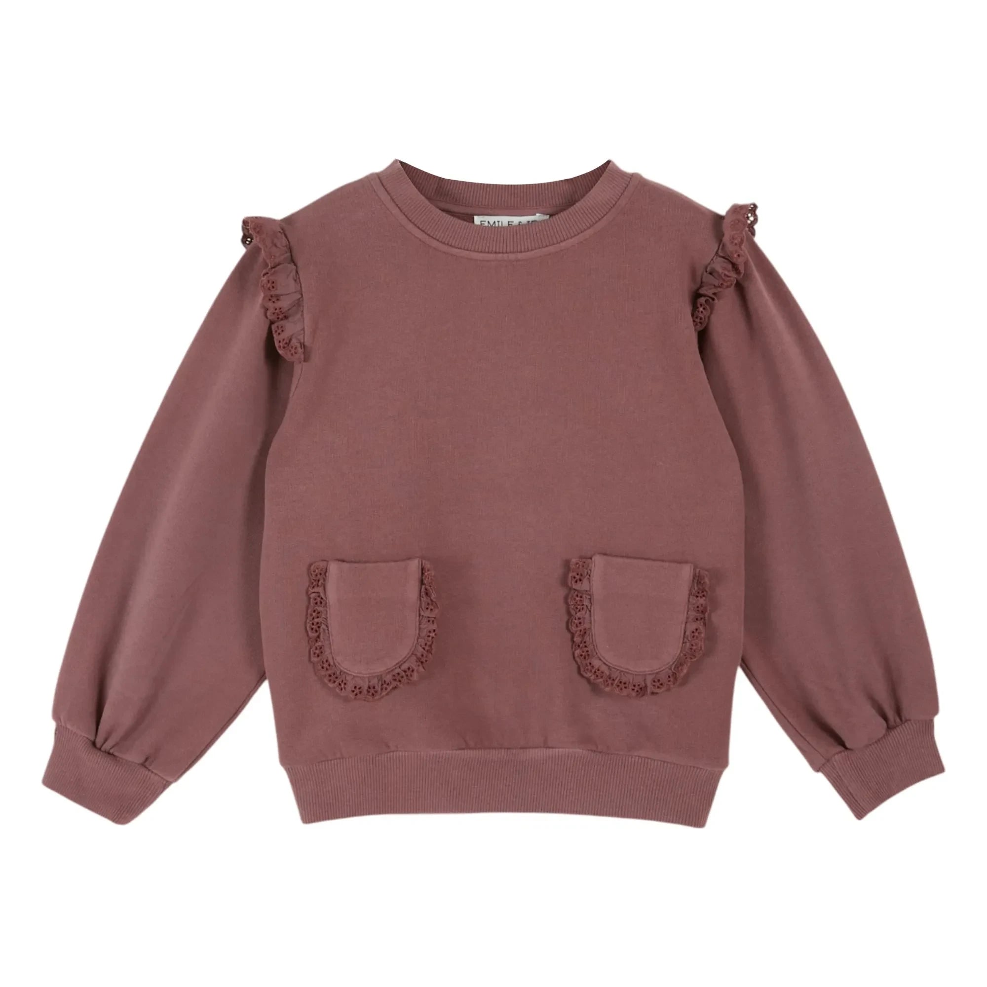 Emile et Ida – Sweatshirt aus Bio-Baumwolle mit englischer Stickerei | Dunkelviolett
