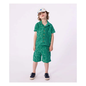 Petit Bateau – Shorts aus Frottee mit Palmenmuster aus Bio-Baumwolle | Grün