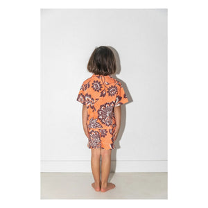 Club Trésor - Tiki Waikiki Popeline Hemd und Shorts Set | Orange