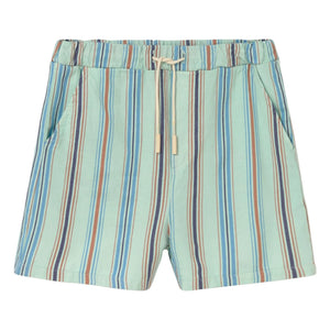 Cozmo - Zion Gestreifte Bio-Baumwoll-Bermuda-Shorts | Aqua