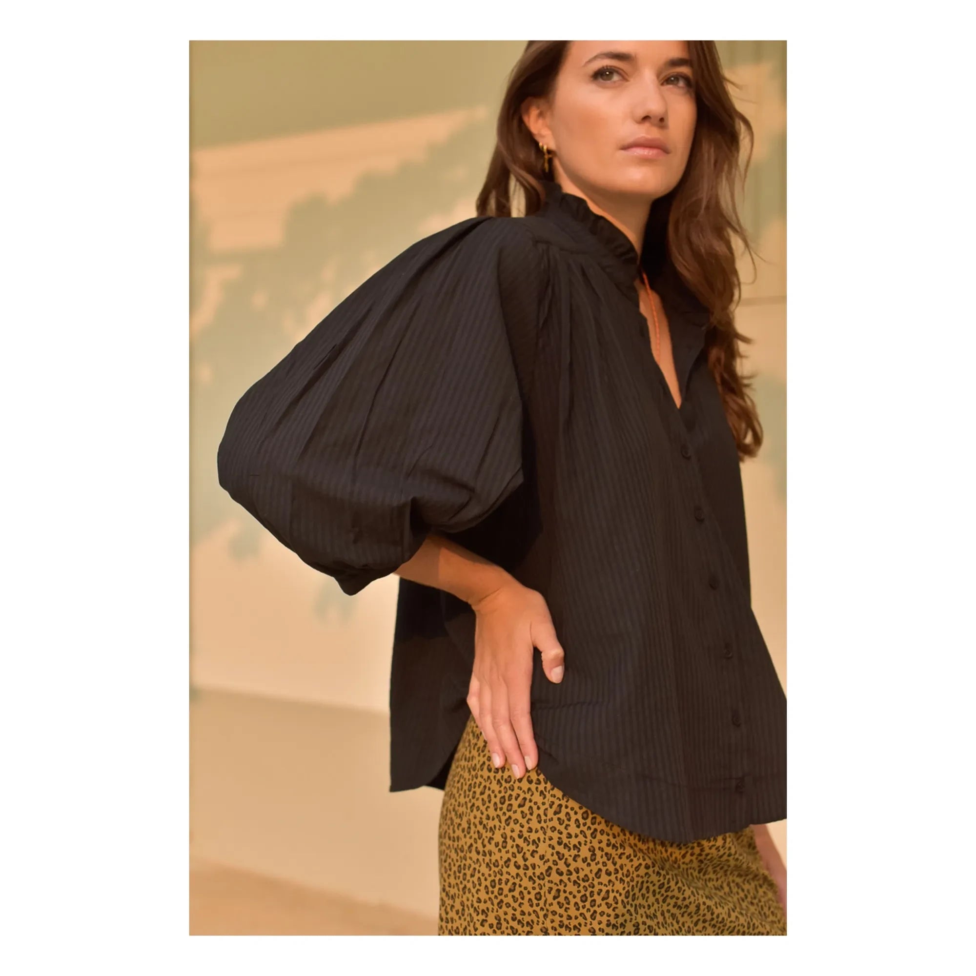Marlot Paris - Dahlia Seersucker Bluse - Damenkollektion | Schwarz