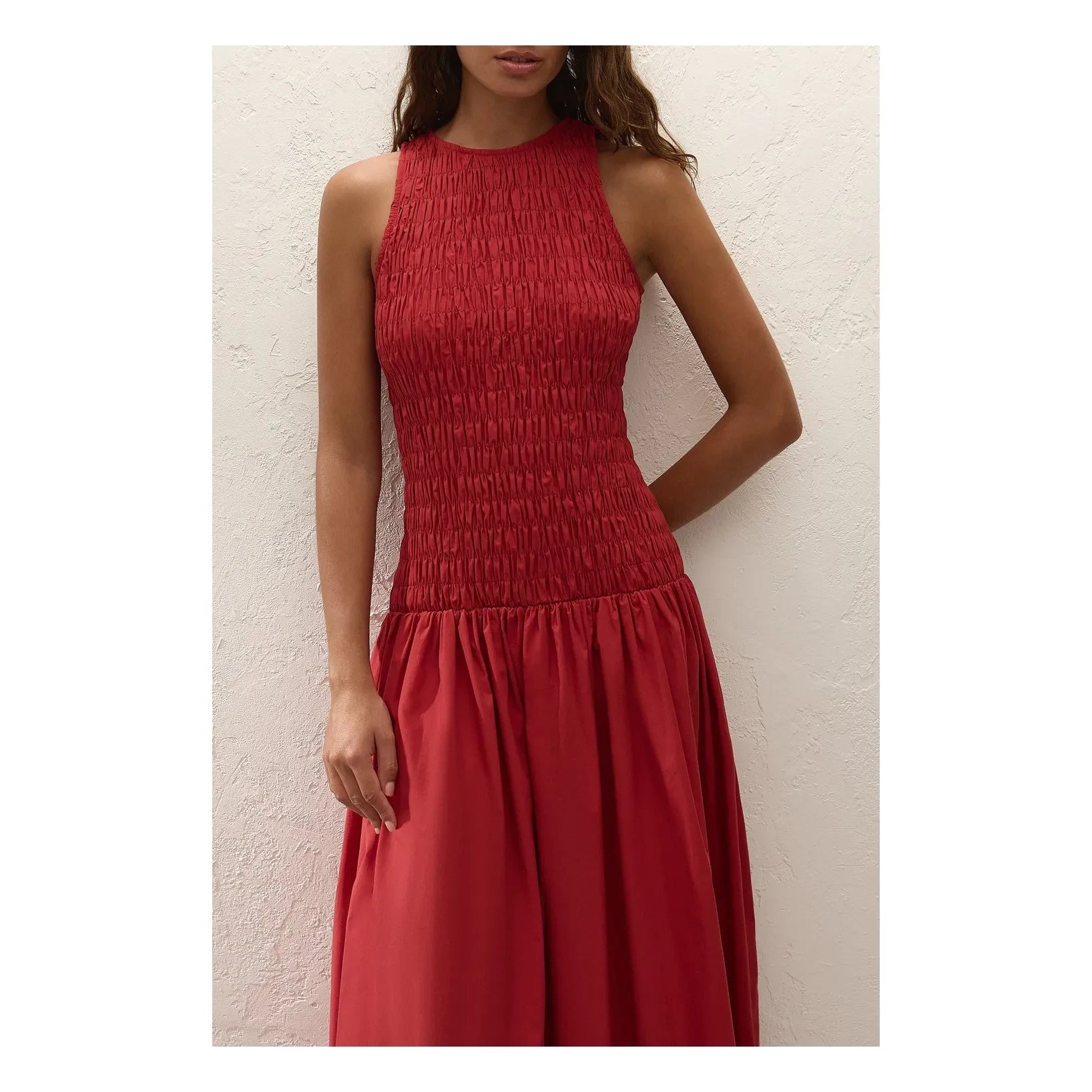 Faithfull the Brand - Sanchia Kleid aus Baumwolle | Rot