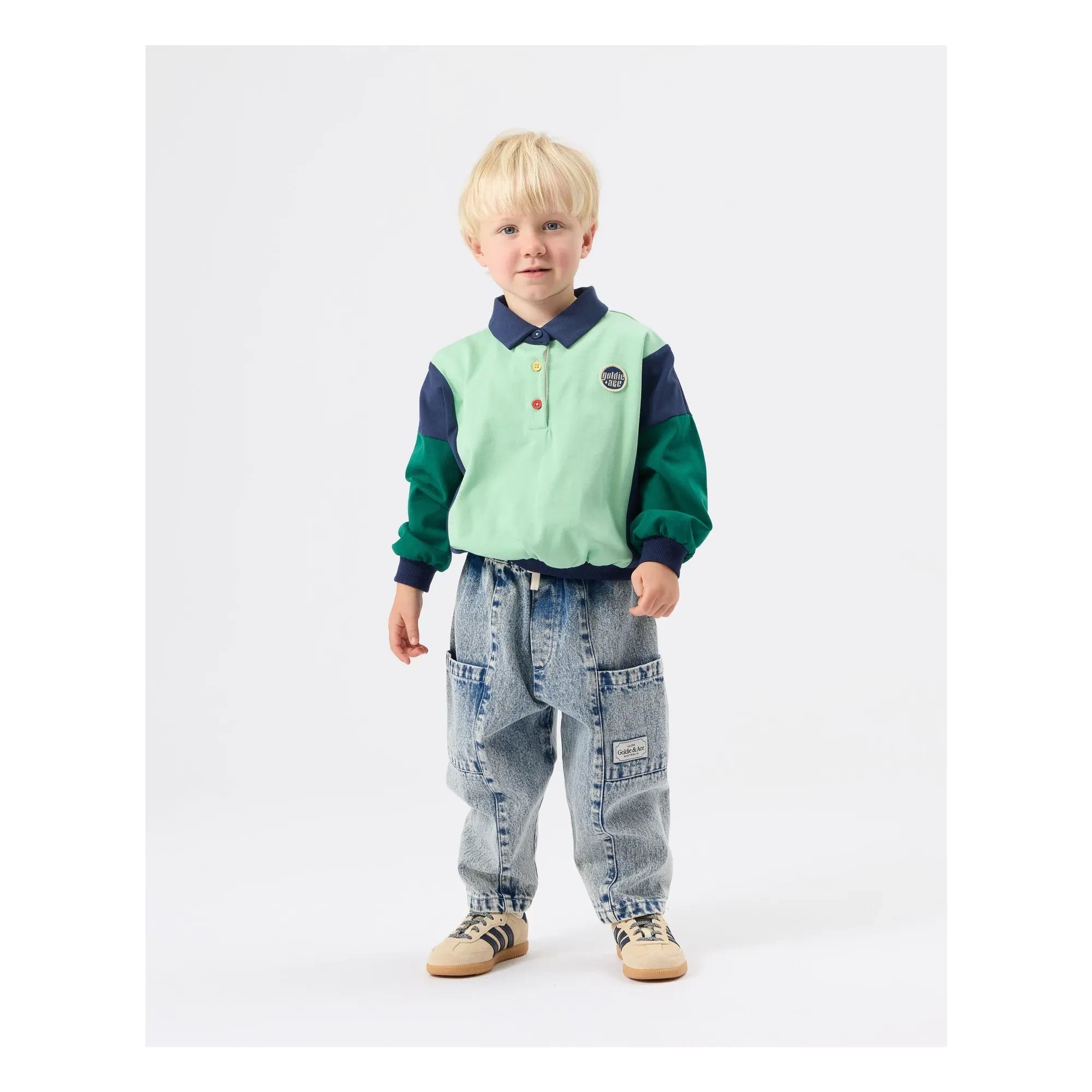 Goldie + Ace – Rugby-Poloshirt | Grün