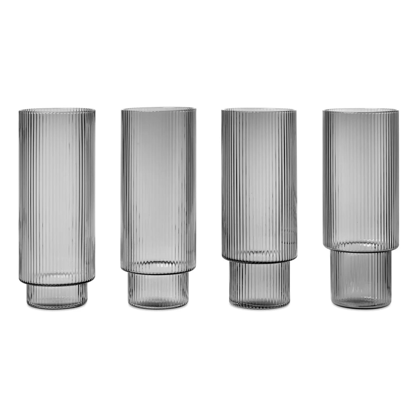 Ferm Living - Ripple Longdrinkgläser - 4er Set | Grau