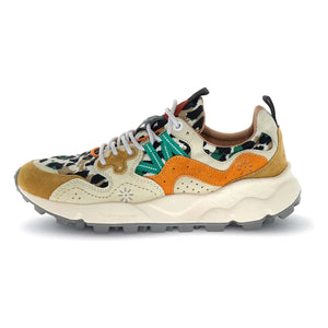 Flower Mountain - Yamano 3 Leopard Wildleder- und Nylon-Sneaker | Orange