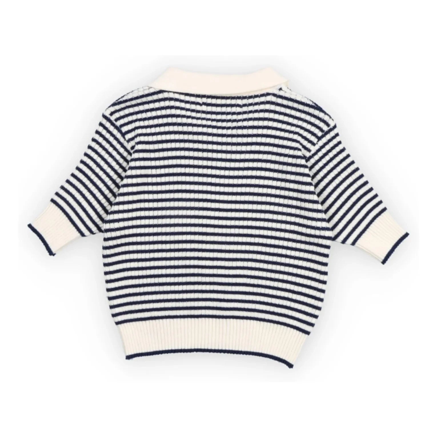 the new society - Gestreiftes Strick-Polo-Shirt | Dunkelblau