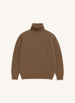 Origin Knitwear - Nahtloser Wollrollkragenpullover | Braun