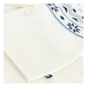 Petit Bateau - Strickjacke und Hose aus Wolle | Ecru