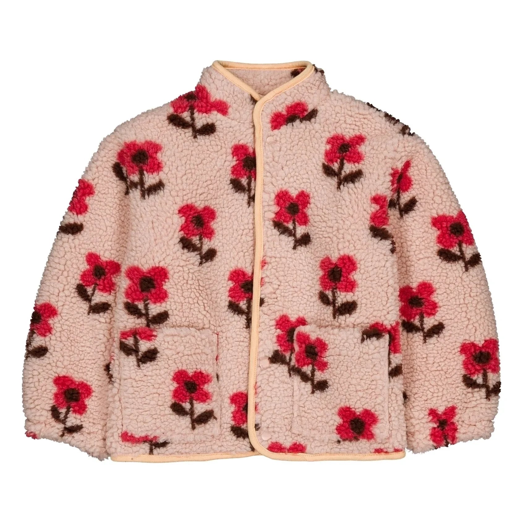 Hello Simone - Sherpa-Teddyjacke mit Blumenmuster | Rosa