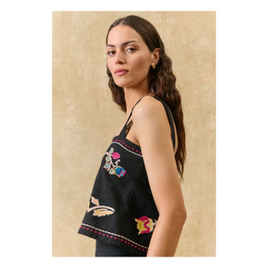Louise Misha - Phaedra Bio-Baumwoll-Top | Schwarz