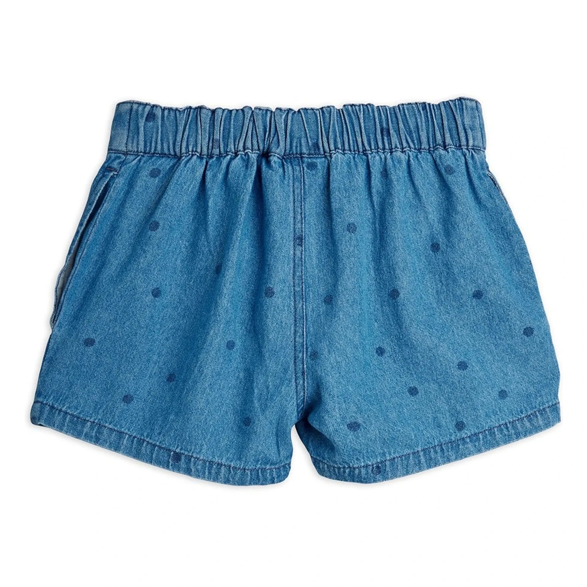 Mini Rodini - Bio-Baumwoll-Jeansshorts mit Punkten | Blau