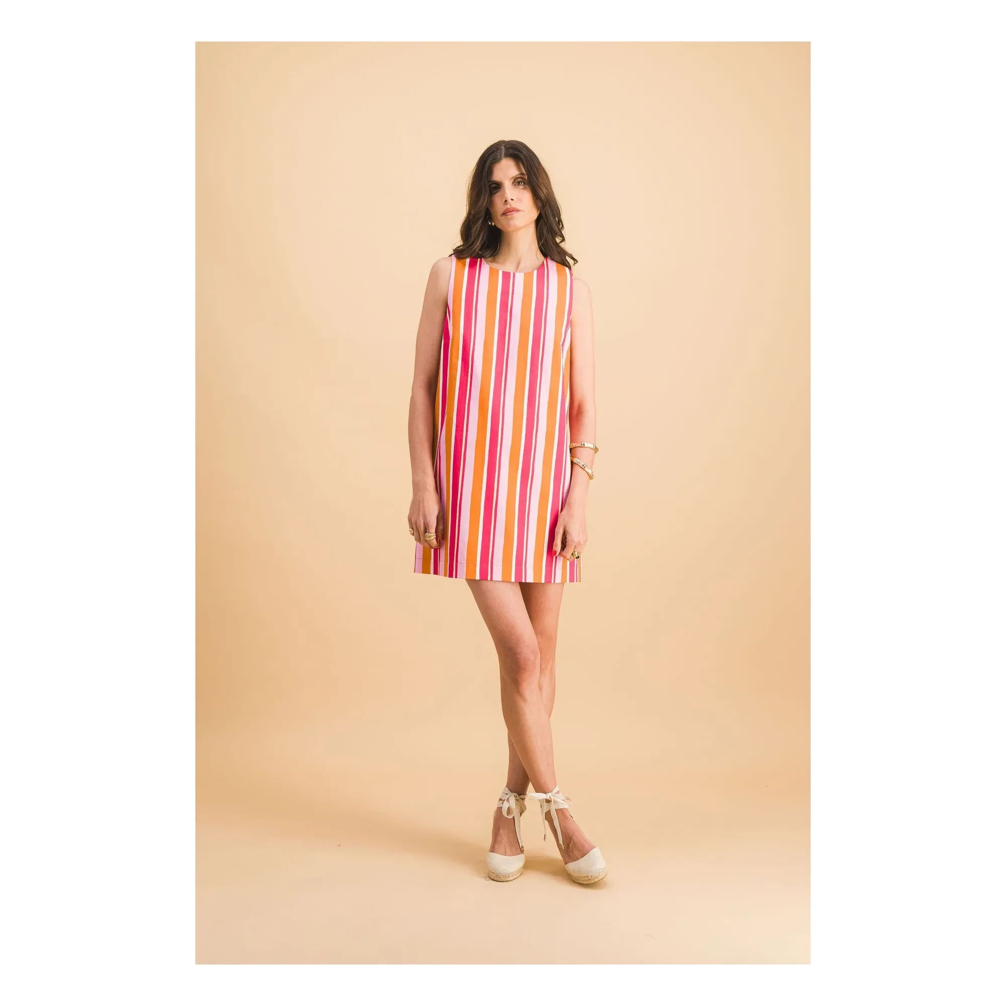 Elise Chalmin - Jane Gestreiftes Baumwollkleid | Rot