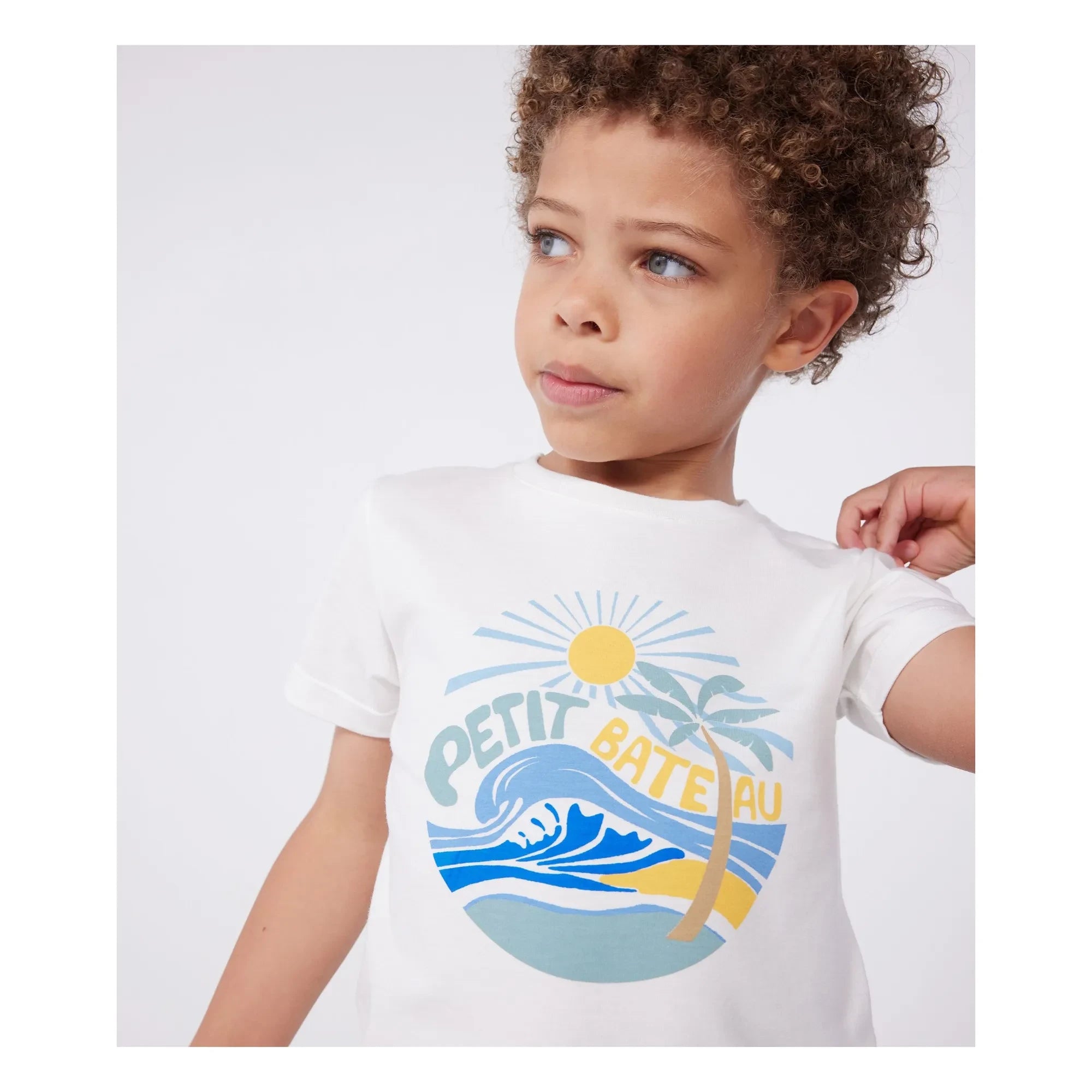Petit Bateau - Kompass T-Shirt aus Bio-Baumwolle | Weiß