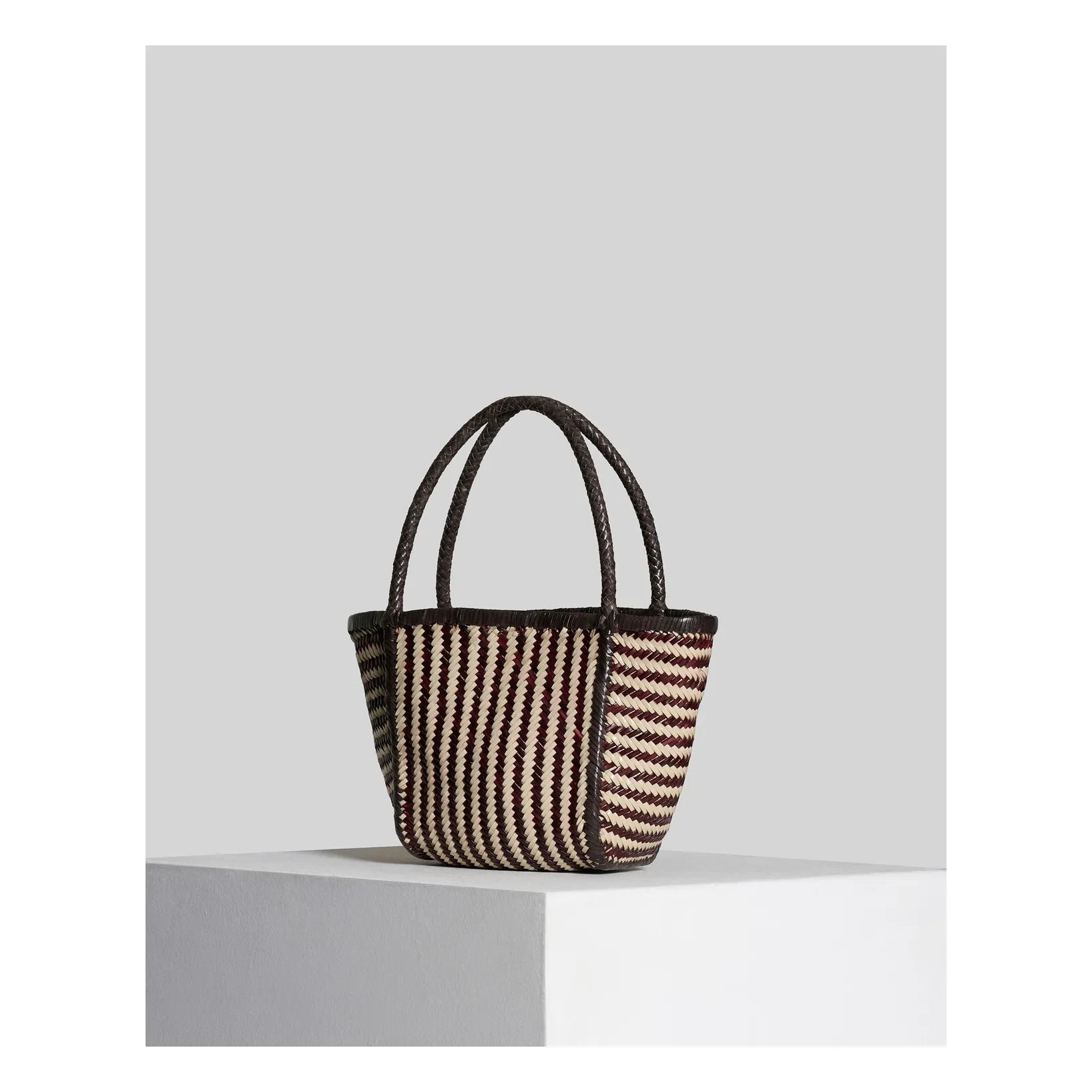 Vipera - Rubinrote Ledertasche mit Streifen | Elfenbein