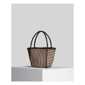 Vipera - Rubinrote Ledertasche mit Streifen | Elfenbein