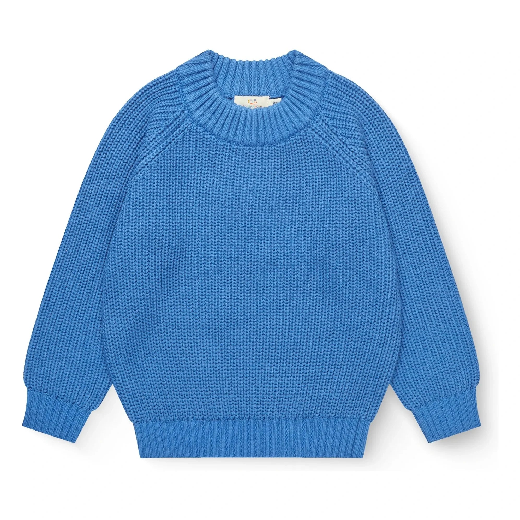Copenhagen Colors - Gerippter Bio-Baumwoll-Pullover | Azurblau