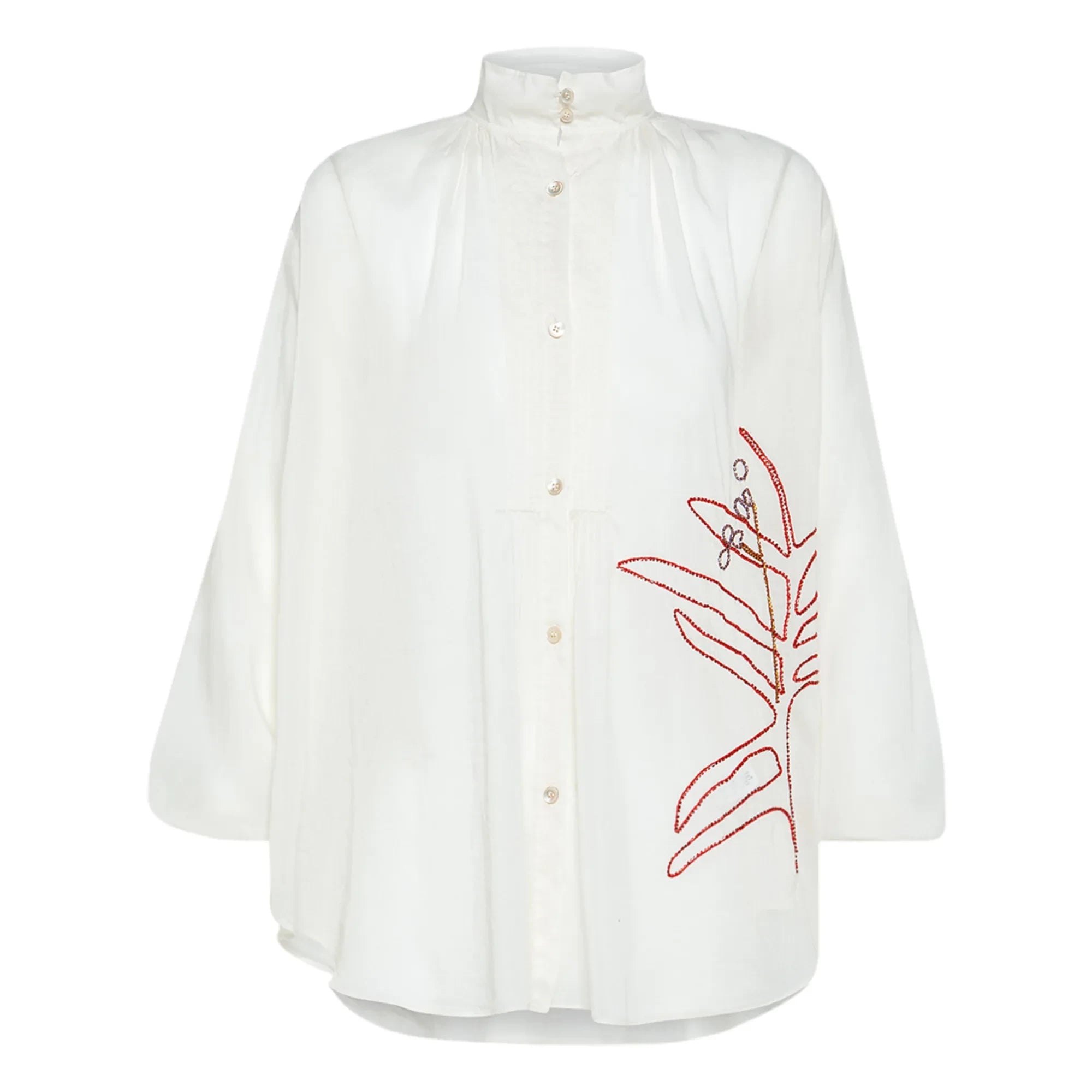Forte Forte - Boho-Stil bestickte Baumwoll- und Seiden-Voile Bluse | Weiß
