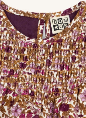 Bonton - Perle Fleurie gerafftes Babykleid | Karamell