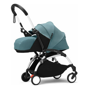 Stokke® - YOYO³ Komplettkinderwagen für Kinder ab 0 und ab 6 Jahren, weißes Gestell | Aqua