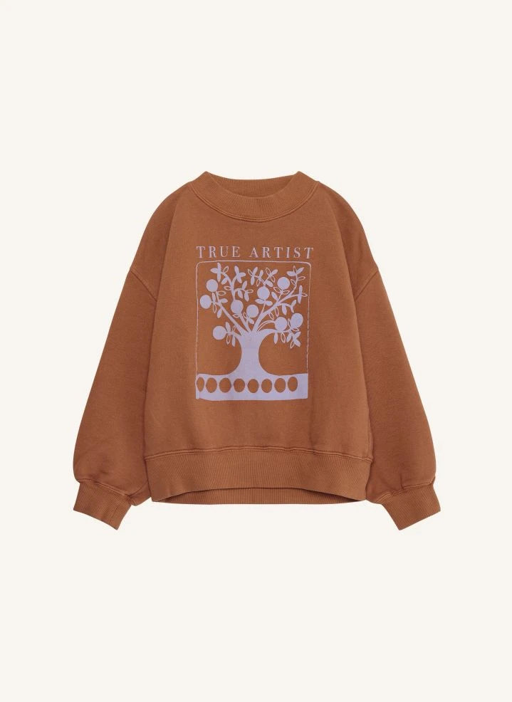 True Artist - Ex Libris organik pamuklu sweatshirt | Kahverengi