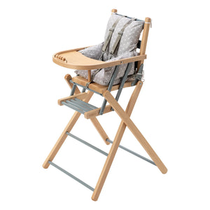 Combelle - Sarah extra zusammenklappbarer Hochstuhl | Grau-Blau