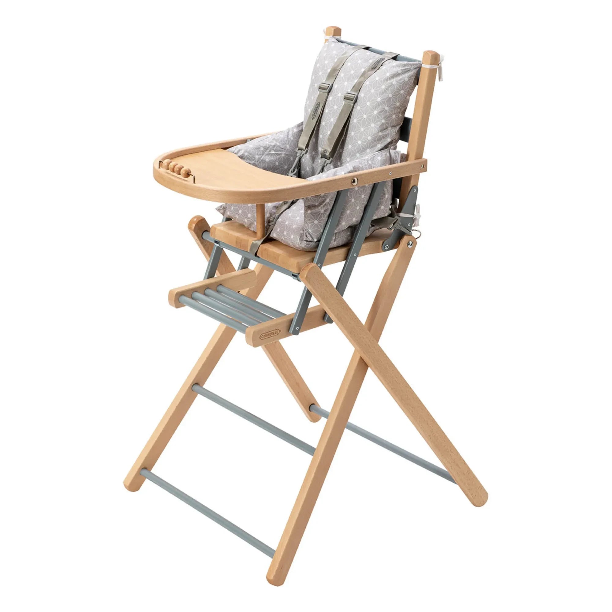 Combelle - Sarah extra zusammenklappbarer Hochstuhl | Grau-Blau
