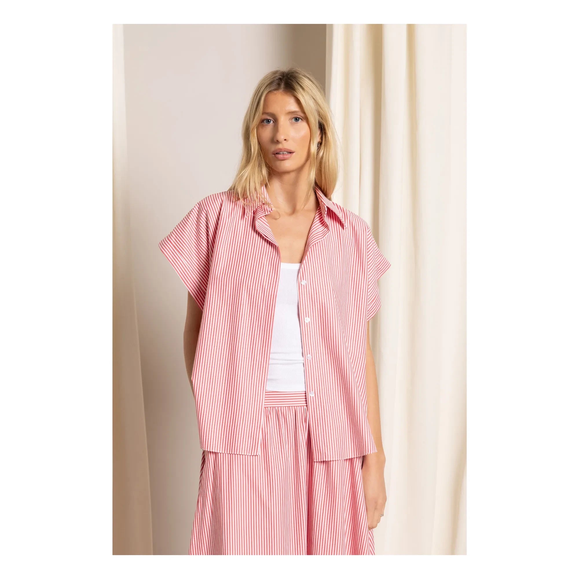 Smallable Woman - Gestreifte Bella Crop Bluse | Kirschrot