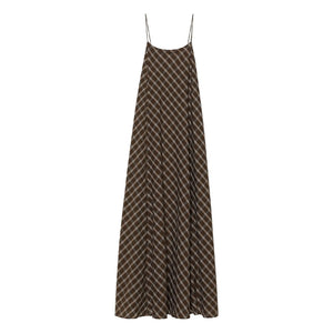 Pomandère - Baumwollkleid mit Karomuster | Schokolade