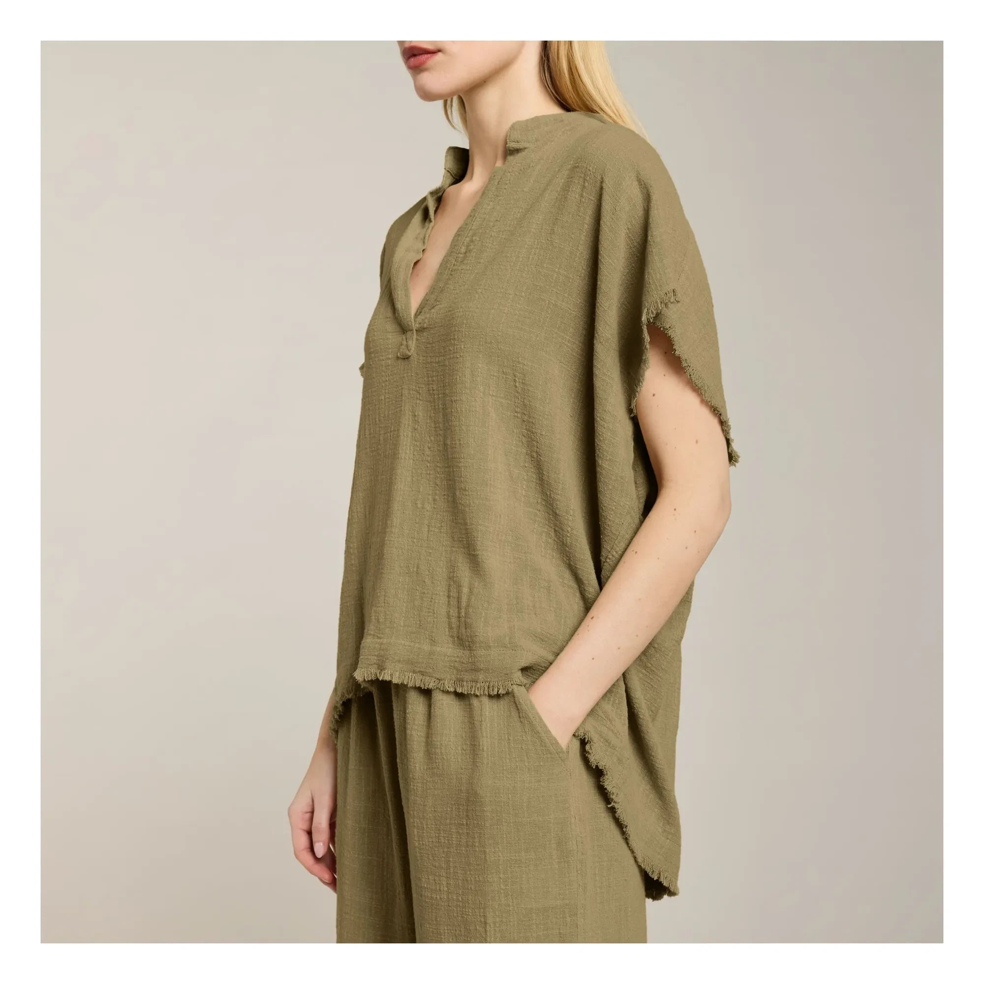 Maison Saint Julien - Porto Vecchio Bluse Baumwoll-Gaze | Khaki