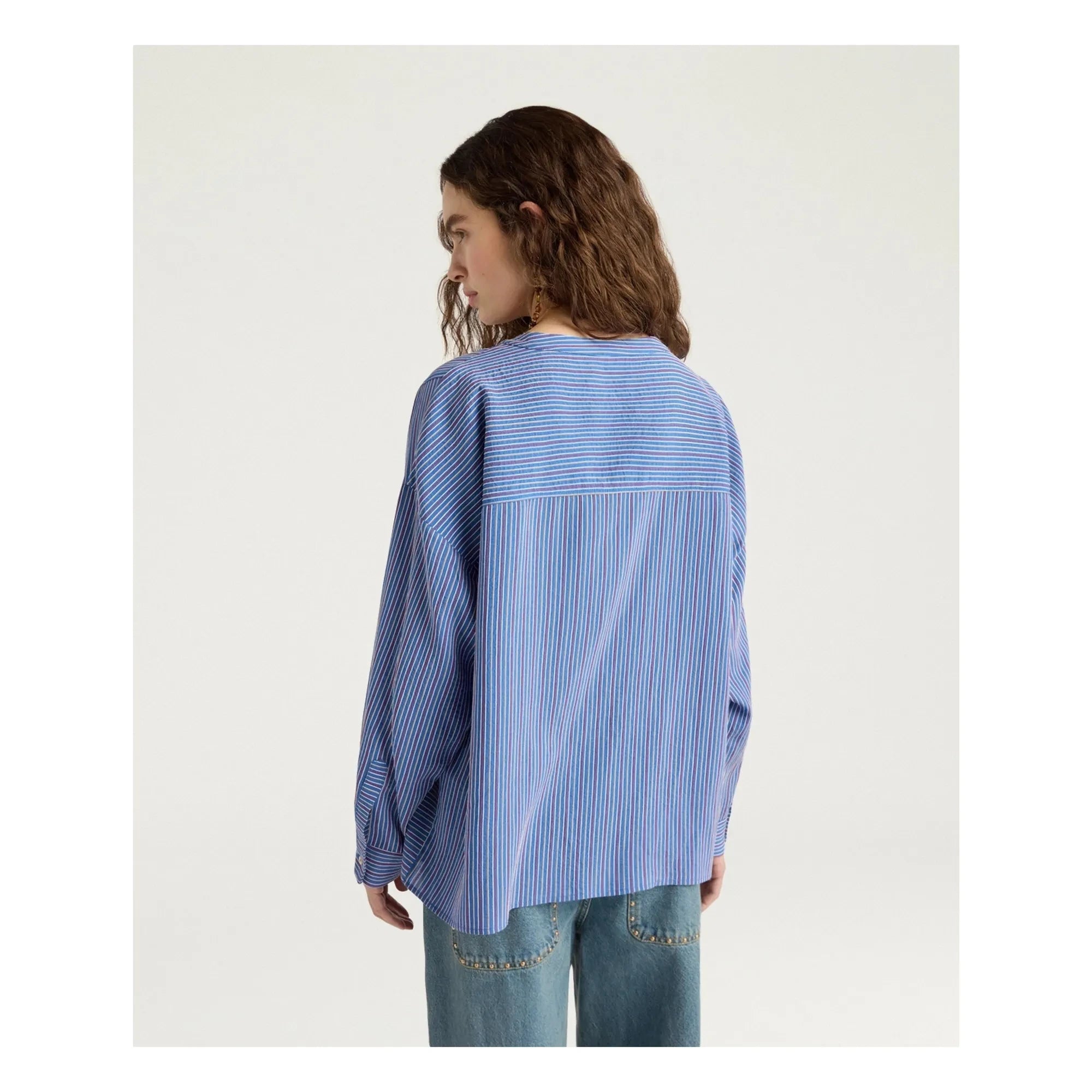 Momoni - Bluse mit Nadelstreifen | Blau