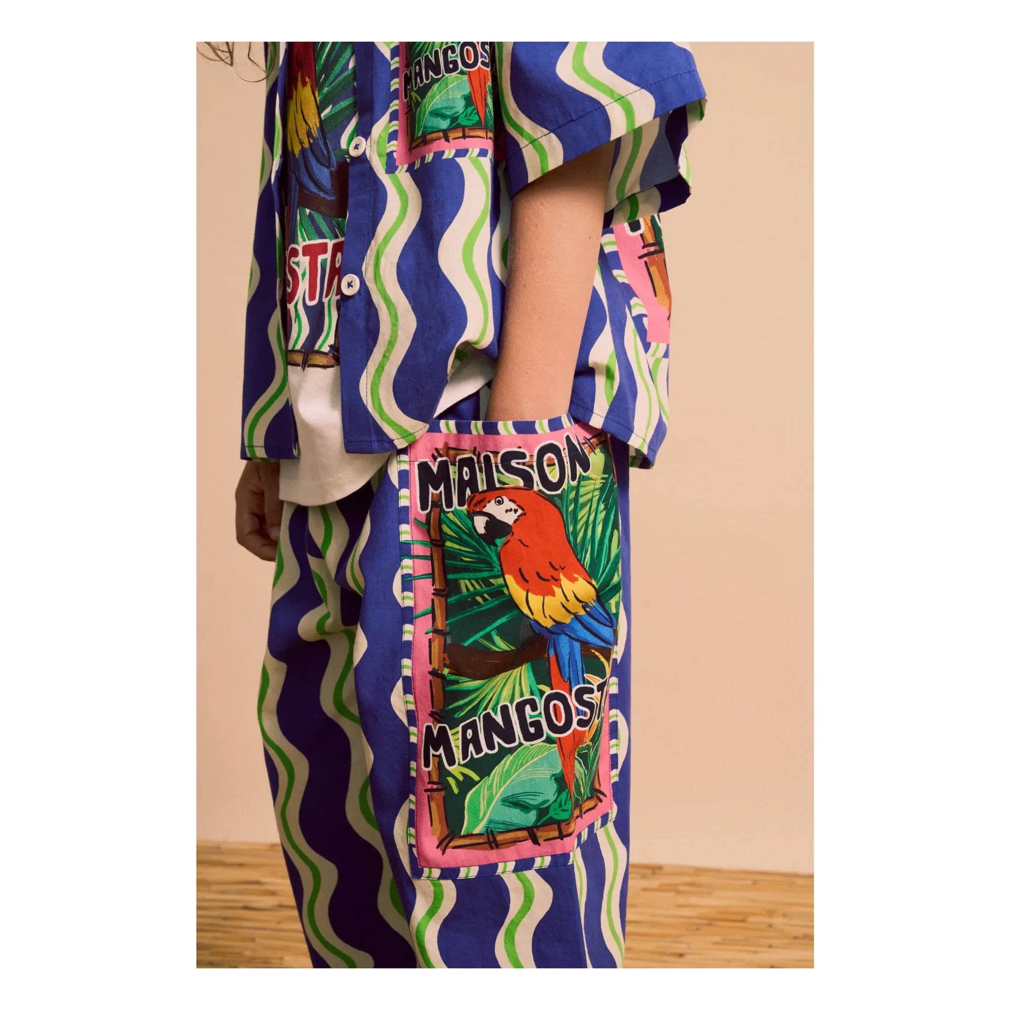 Maison Mangostan - Wave Parrot Hemd | Blau