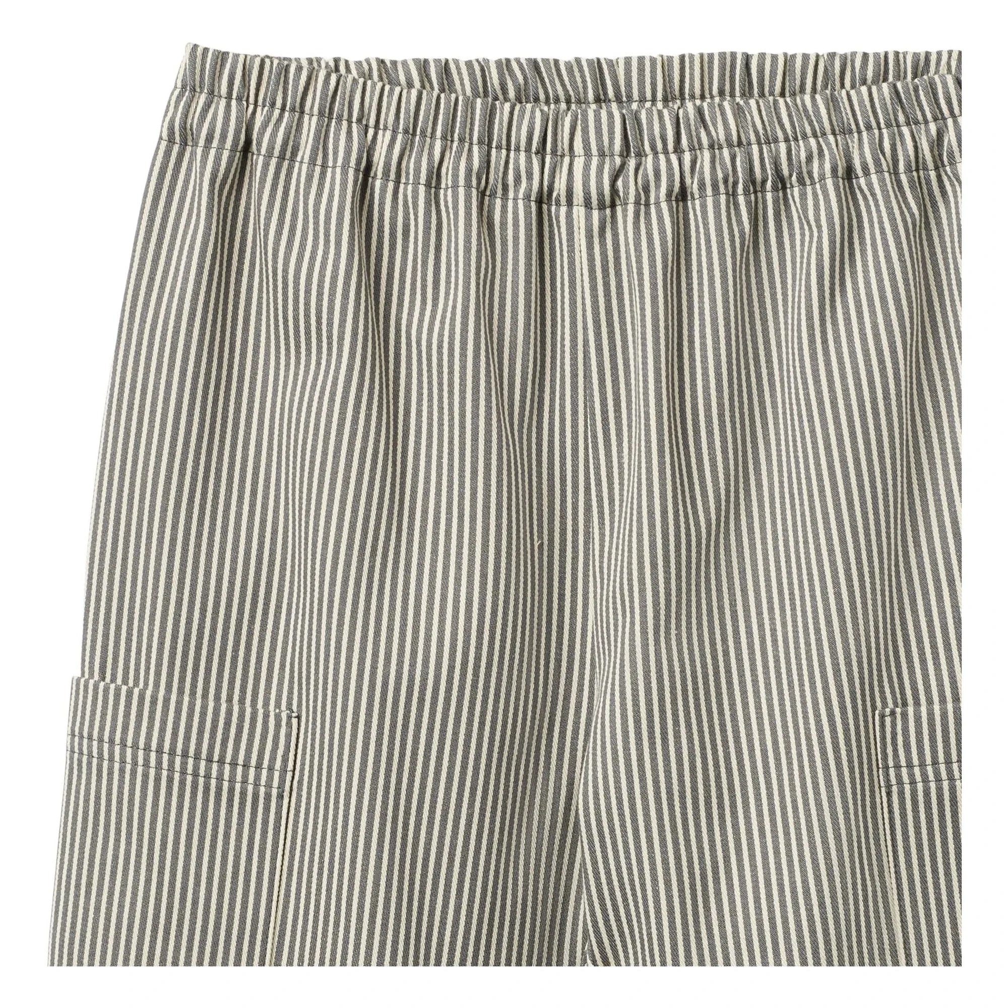Wheat - Gestreifte Bio-Baumwollhose Kalloa | Grau