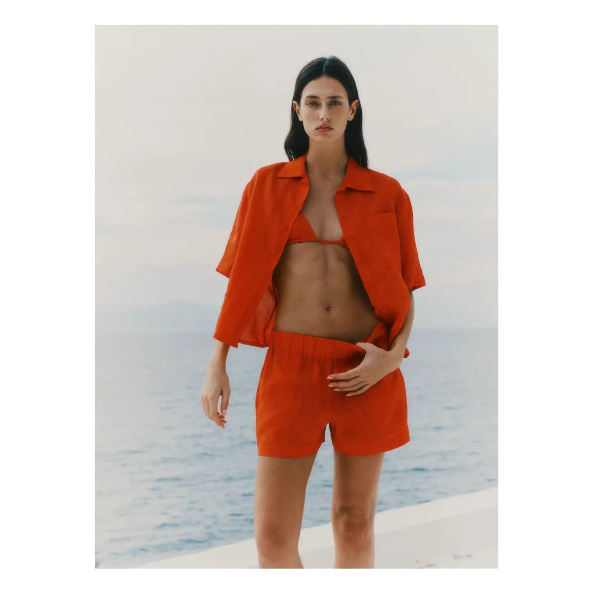 Vanessa Sposi - Leinen Kurzarmhemd | Rot