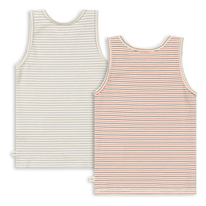 Konges Sløjd - 2er-Pack Gestreifte Bio-Baumwoll-Unterhemden | Beige
