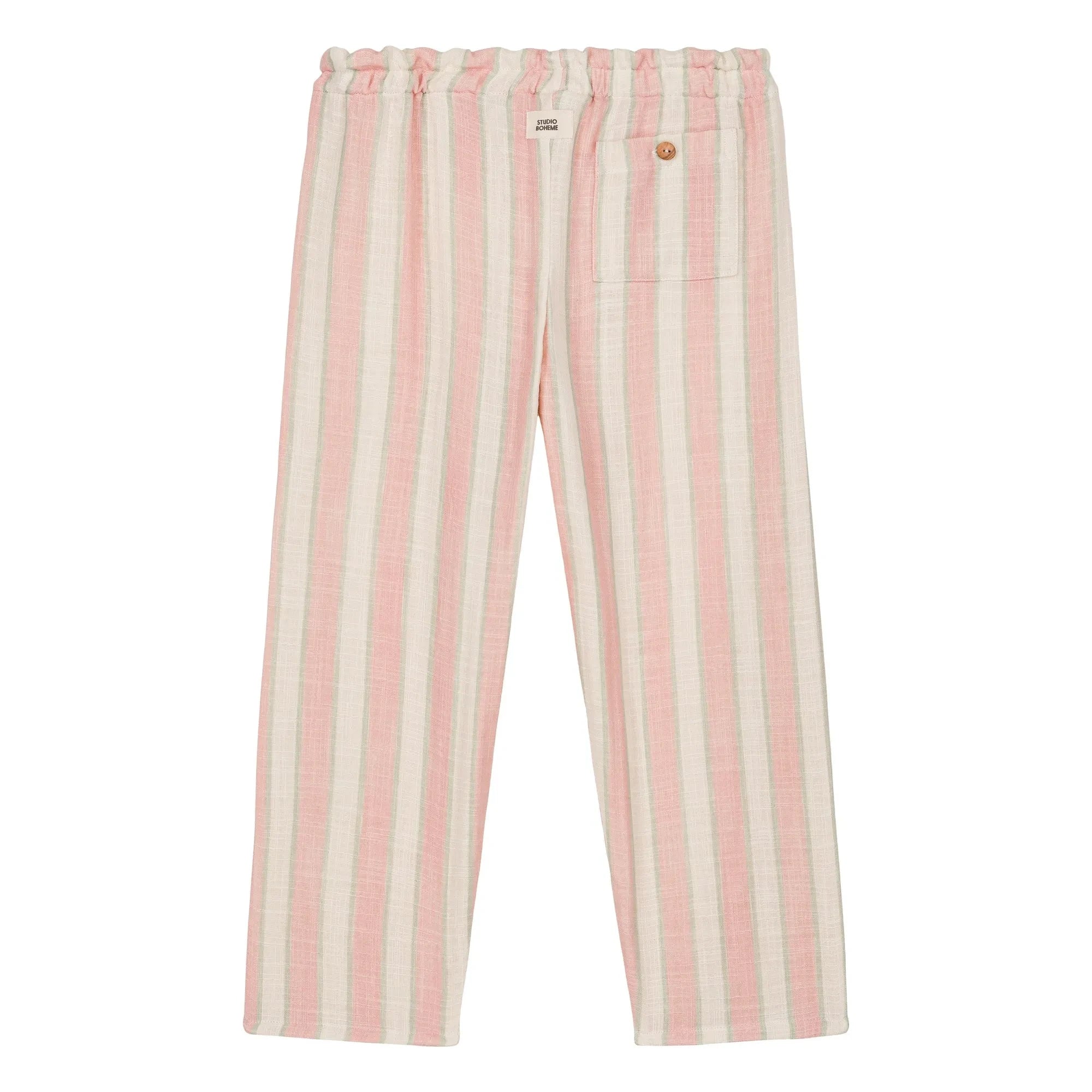 Studio Bohème - Gazehose aus Bio-Baumwolle mit Cousin-Streifen | Rosa