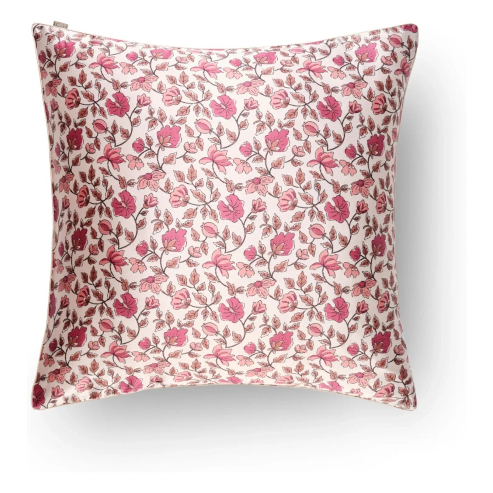Emily's Pillow - Çiçek desenli dut ipeği yastık kılıfı | Pembe