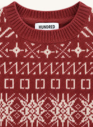 Hundred Pieces - Mika Jacquard Merinowolle Pullover | Dunkelrot