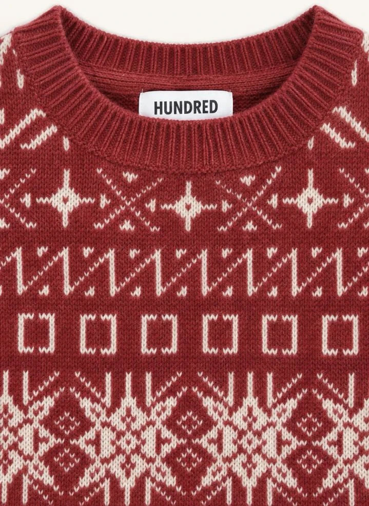 Hundred Pieces - Mika Jacquard Merinowolle Pullover | Dunkelrot