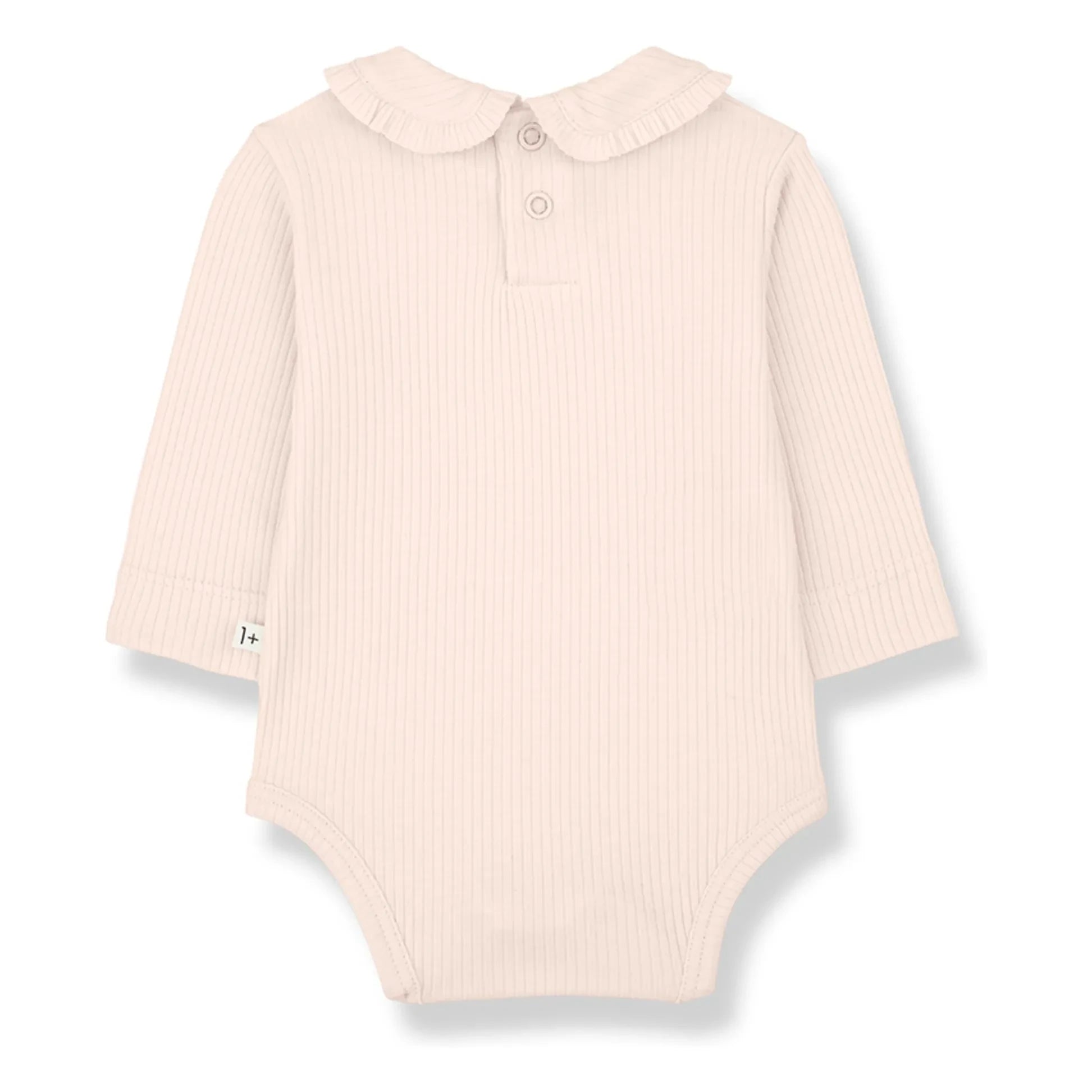 1+ in the family - Gerippter Body mit Claudine-Kragen Nina | Beige Rosa