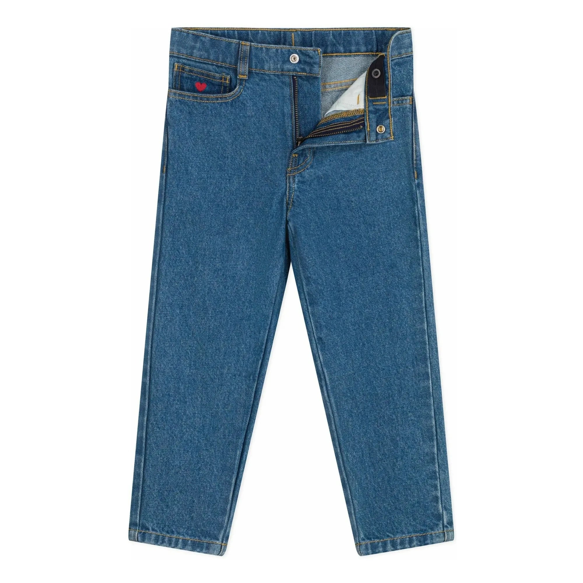 Petit Bateau - Bio-Baumwolle Bestickte Tasche Jeans | Denim Blau