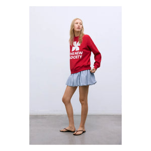 the new society - TNS Logo Baumwoll-Sweatshirt | Rot