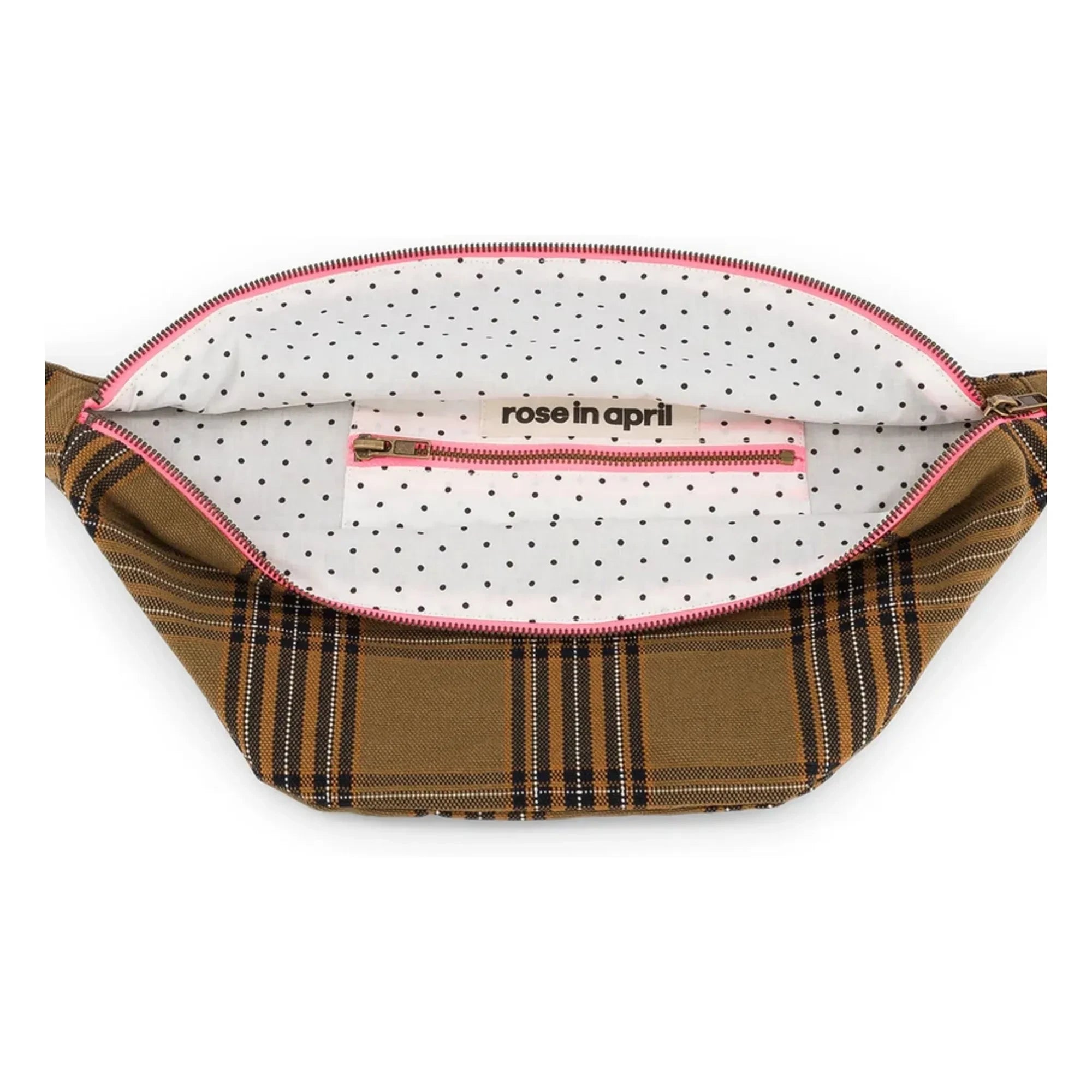 Rose in April - Braune Tartan-Gürteltasche