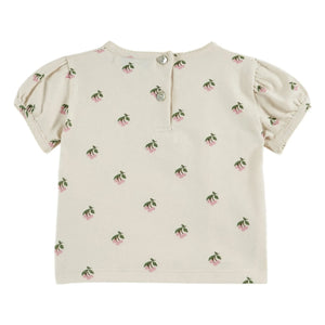 Emile et Ida - Kirsche Bio-Baumwolle Bouffant T-Shirt | Creme