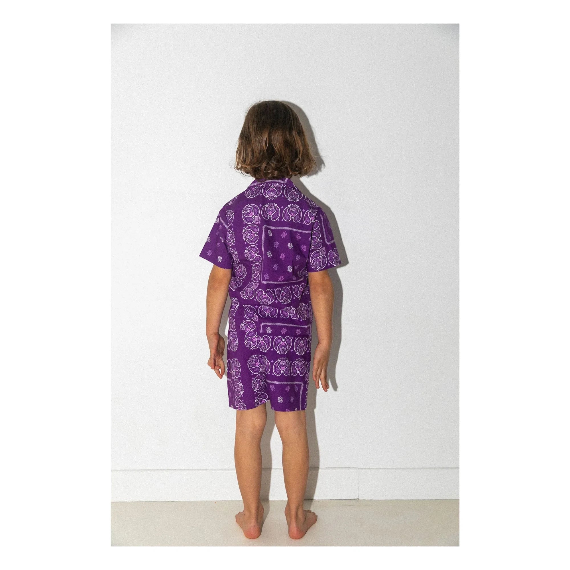 Club Trésor - Cassis Popeline Hemd und Shorts Set | Lila