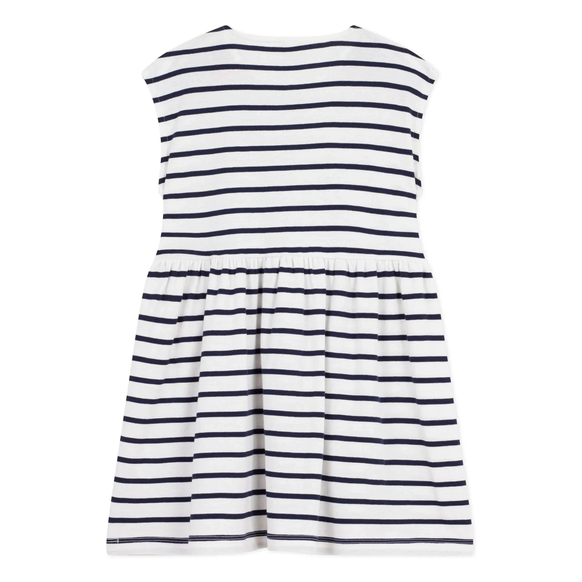 Petit Bateau – Gestreiftes ärmelloses Kleid | Weiß