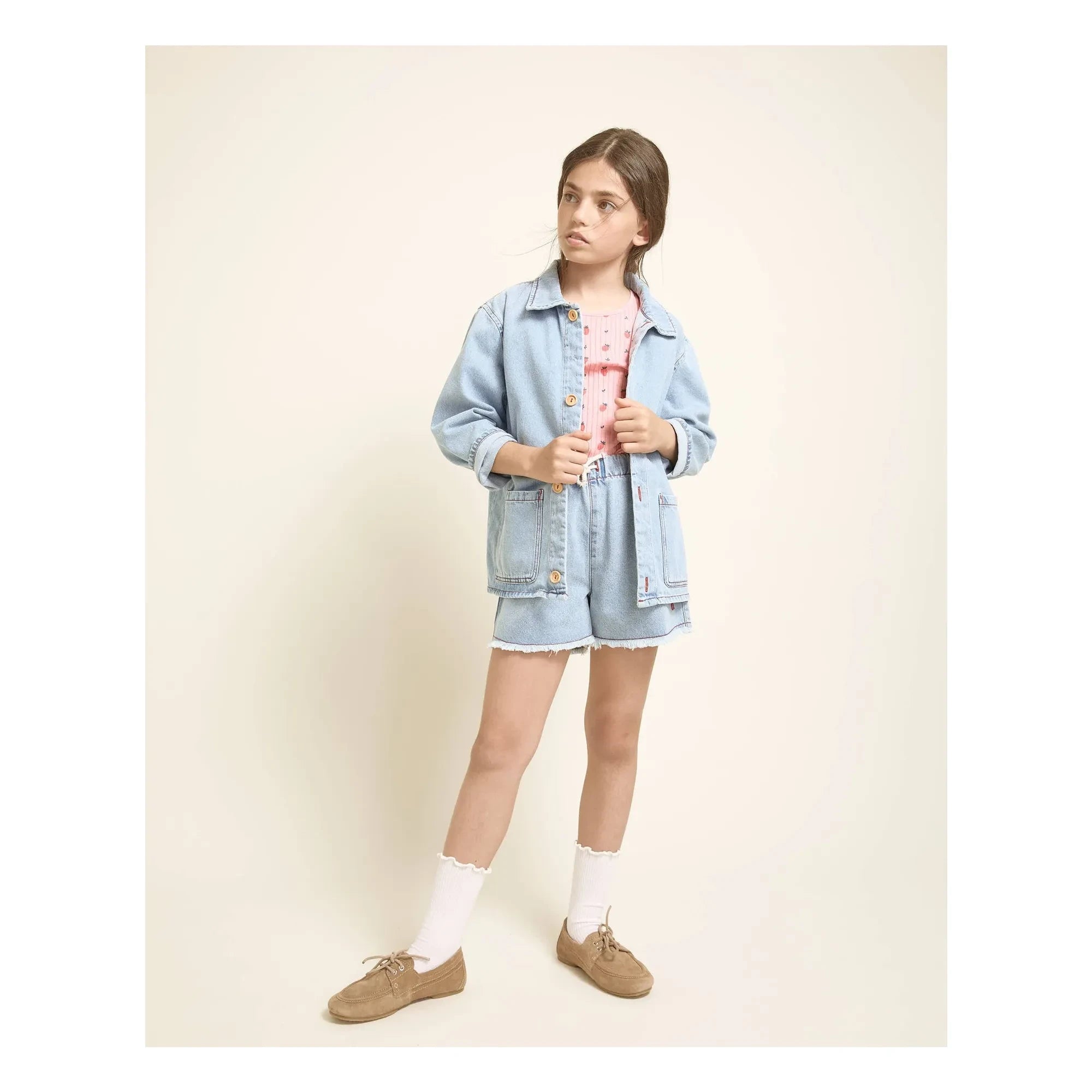 Búho - Fransige Denim-Shorts | Hellblau