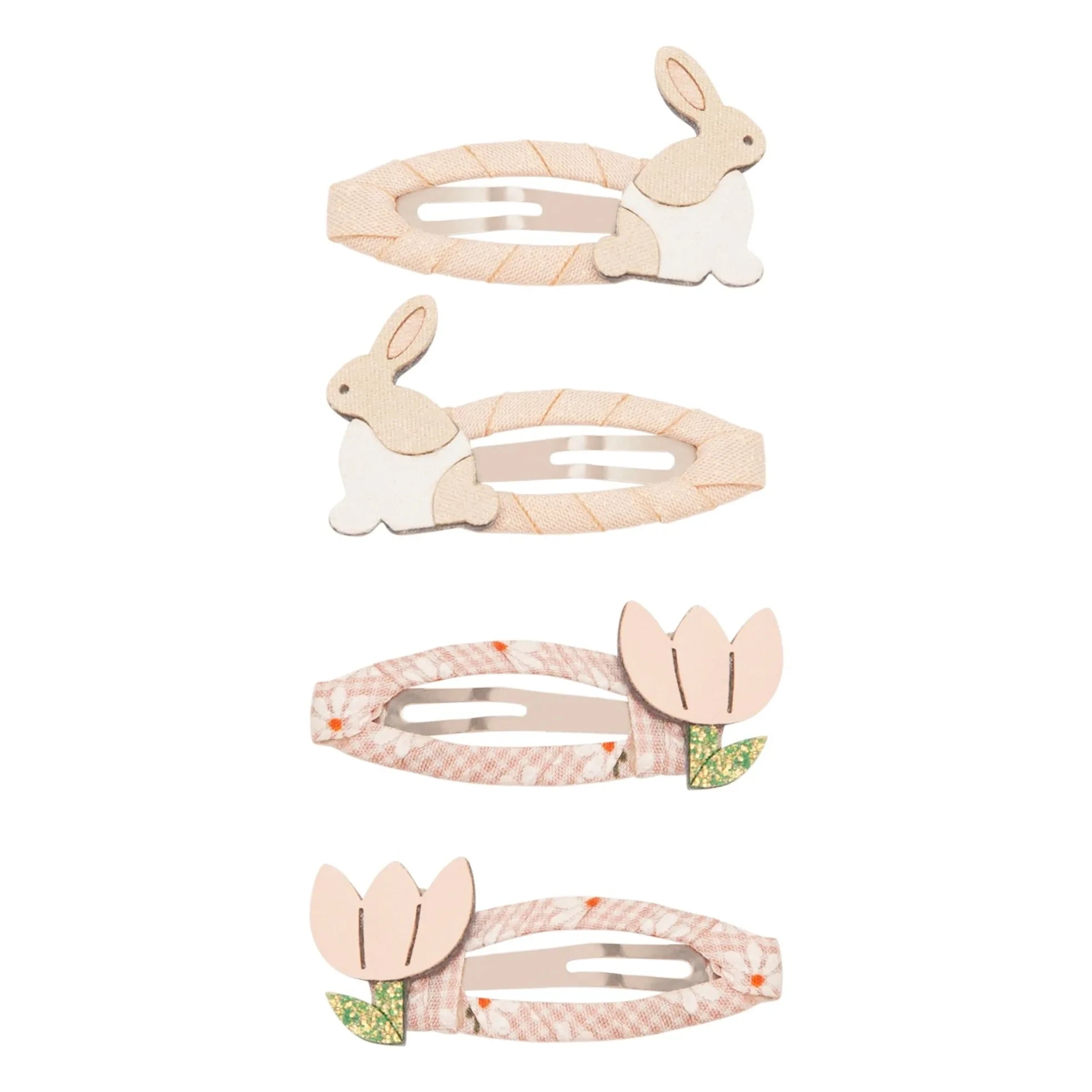 Mimi & Lula - 4 Hasen- und Blüten-Haarspangen-Set | Rosa