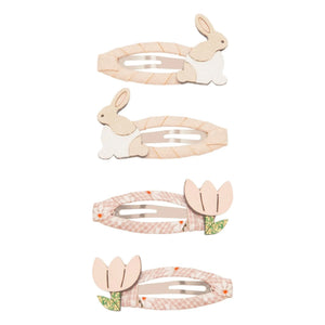 Mimi & Lula - 4 Hasen- und Blüten-Haarspangen-Set | Rosa